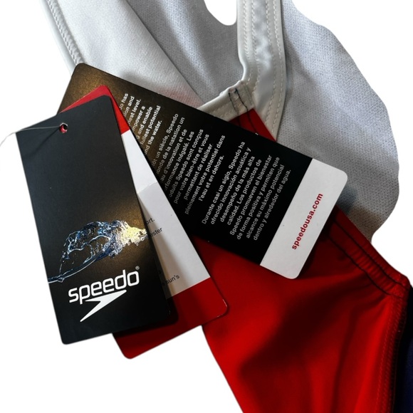 Speedo Blue and Red One Piece Swimsuit for Competitive Swimming. NWT - Picture 6 of 8